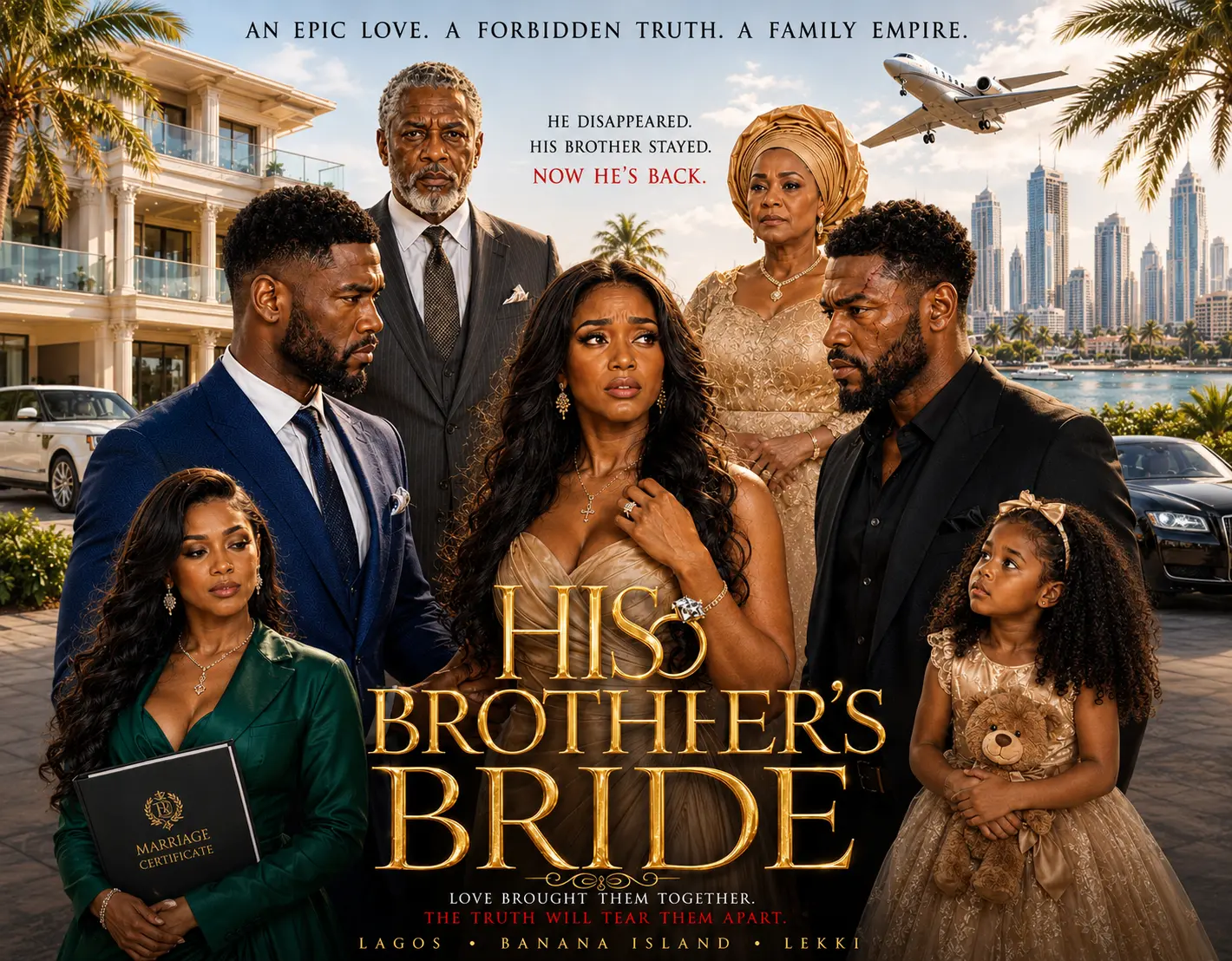 His Brother's Bride AI cinematic drama poster
