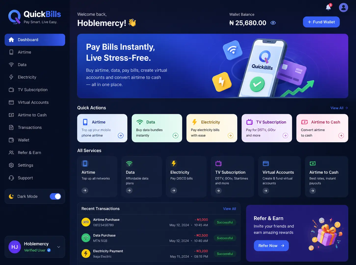 QuickBills Digital Bill Payment Platform